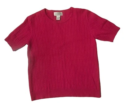 Sutton Studio Sweater Womens Small Pink Cashmere Pullover Short Sleeve Crew Neck - Image 1 of 4