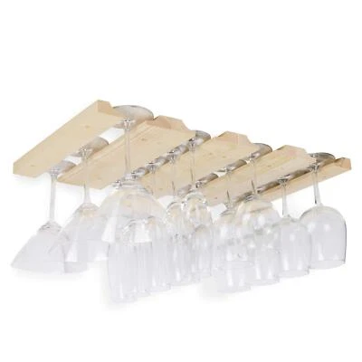 Wooden Wine Glass Holder Under Cabinet Stemware Rack for Home Kitchen Bar - Image 1 of 4