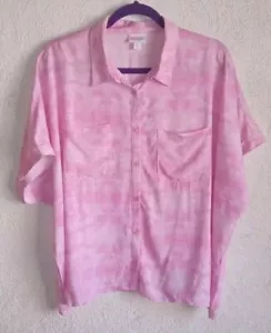 LulaRoe rosa simply bequemes Damenhemd L-Krawatte gefärbt geknöpft Barbie Boho - Bild 1 von 13