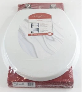 Mayfair 26NISLA-000 Round Molded Wood Toilet Seat w/Brushed Nickel Hinge, White - Picture 1 of 9