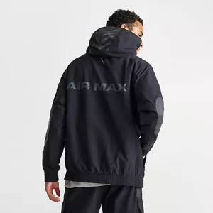 Nike Air Max Uomo Taglia S Tessuto Ripstop Giacca Nero Zip Felpa con Cappuccio HF6600 010 Nuovo con etichette - Foto 1 di 13