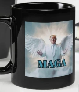 DONALD TRUMP KAFFEEBECHER ENGEL AUS DEM HIMMEL SCHWARZ NEUWAHL 2024 - Bild 1 von 3