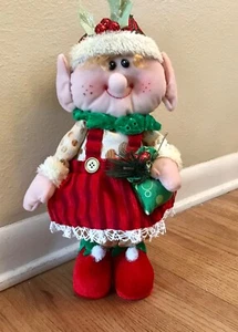 Colorful Christmas Standing Stuffed Elf  -  Girl Elf - Picture 1 of 4