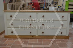 HANDMADE COUNTRY 6 DRAWER CHEST IN IVORY/LIGHT OAK (NOT FLATPACKED) - Picture 1 of 13