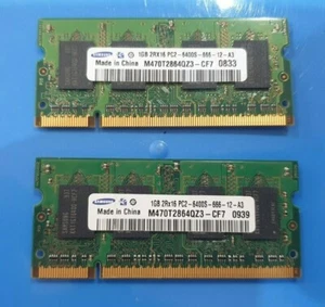 2GB SAMSUNG (2x 1gb) sodimm DDRII RAM MEMORY PC2 DDR2 6400s-666-12-A3 2Rx16 - Picture 1 of 2