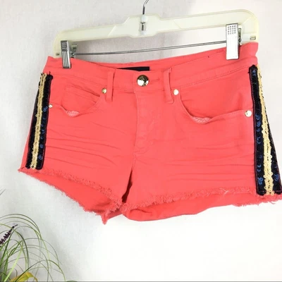 Pantalones Cortos Denim Juicy Couture Naranja Lentejuelas Rayas 27 Foto 1 de 4