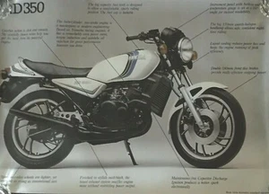 Yamaha RD350LC Large Vinyl Man Cave Brochure Poster Two Stroke Features - Picture 1 of 1
