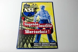 NSU Poster Plakat Siegende deutsche Wertarbeit Reproduktion/Nachdruck auf Karton - Picture 1 of 3