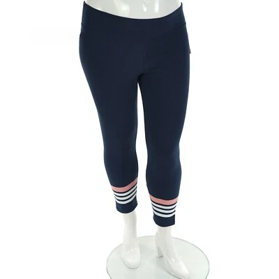 MNY MARC NEW YORK PERFORMANCE Mujer X-LARGE AZUL MARINO LEGGINGS Cortos Dobladillo a Rayas Foto 1 de 4