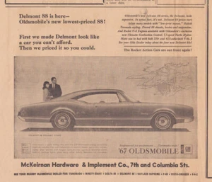 1966  Oldsmobile Delmont Newspaper Print Ad, '67 Oldsmobile Delmont 88 Rocket V8 - Picture 1 of 1