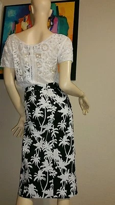 Falda lápiz Artelier Nicole Miller talla 2 blanco y negro nueva con etiquetas Foto 1 de 4