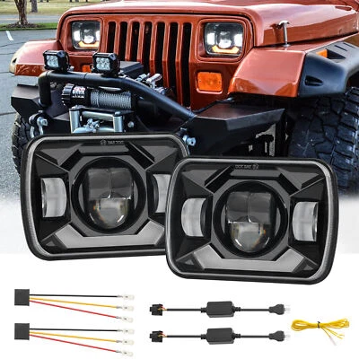 Faros LED de halo alto/bajo DRL de 7x6"" 5x7"" 2 piezas para Jeep Wrangler YJ Cherokee XJ Foto 1 de 4