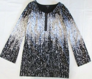 Nicole Women's Medium Black & White Tunic with 1/4 Zipper Blouse - Picture 1 of 5