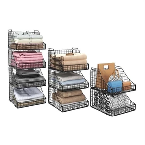 4-Pack Stackable Wire Baskets for Closet and Storage - Open Bins for Clothes,... - Picture 1 of 8