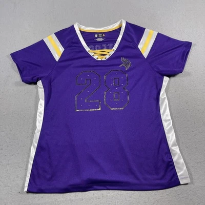 Camiseta de fútbol americano de los Minnesota Vikings para mujer 2XL NFL Adrian Peterson 28 lentejuelas Foto 1 de 4