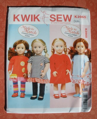 KWIK SEW K3965 MUÑECA ROPA Y MONEDERO 18" MUÑECA PATRÓN COSTURA SIN CORTAR Foto 1 de 2