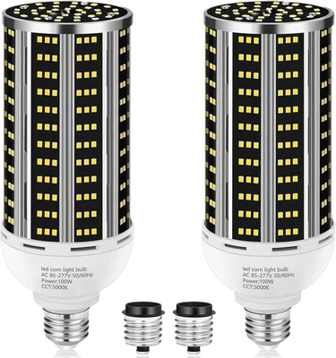 2-Pack 100W LED Corn Light Bulb, 14200LM 5000K E26/E39, Energy-Saving - Image 1 of 4