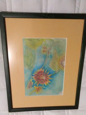 WATERCOLOR SUNFLOWERS, Signed Dated 1988 By Yvonne Brown 10" X 13" - Image 1 of 4