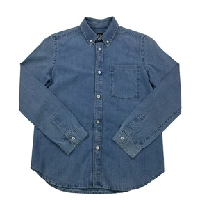 APC Rue Madame Paris Shirt Men's XS Size 34 Blue Denim Long Sleeve Button Down - Picture 1 of 12