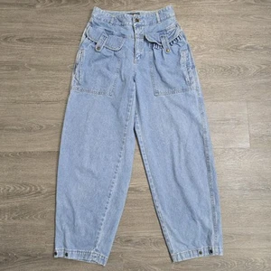 Pantalones de mezclilla vintage Liz Wear con bolsillos cargo tiro alto lavado claro para mujer talla 6 27x28 - Imagen 1 de 17