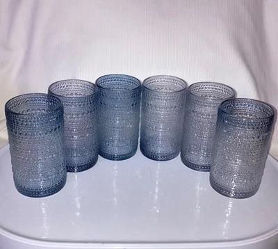 Juego de 6 Vasos AZUL OMBRE 16oz Vasos Textura Guijarro Estilo Fortessa Júpiter Foto 1 de 4
