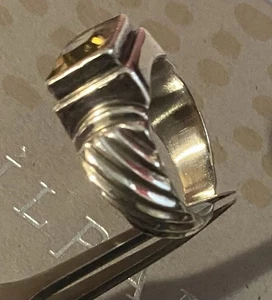 Silpada .925 Sterling Silver Square Faceted Yellow Citrine Ring Size 7 - Picture 1 of 10