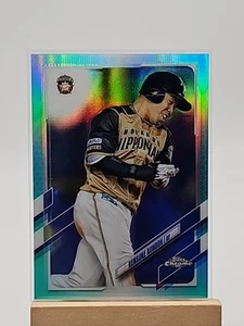2021 Chrome NPB Nippon Professional Baseball Aqua Refractor /199 Kensuke Kondoh - Picture 1 of 2