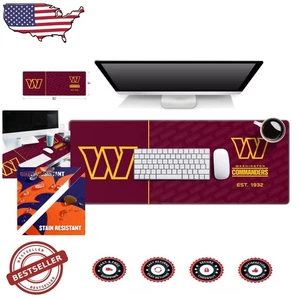 Tappetino da scrivania ufficiale NFL Washington Commanders 31,5"x12" resistente cucito - Foto 1 di 9