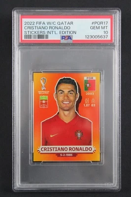 Cristiano Ronaldo PSA 10 / Sticker Panini World Cup Qatar 2022 / Orange #POR 17 - Photo 1/2
