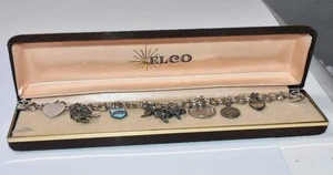 Vintage Elco Sterling Doppel Glieder Bettelarmband - DC, Expo 86 Kuckuck, 9 Charms 7,5" - Bild 1 von 7