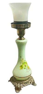 French GWTW Hand Painted 3 Way Pastel Green Table Lamp by Accura Casting - Image 1 of 4