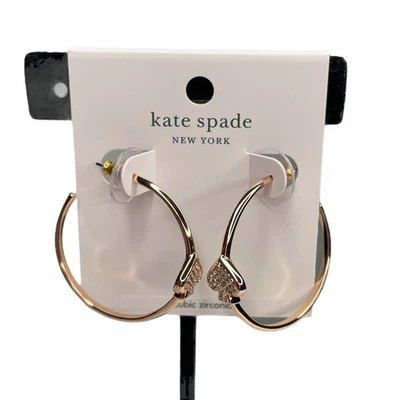 Kate Spade Heart Pave Hoop Earrings in Rose Gold Tone  - Image 1 of 4
