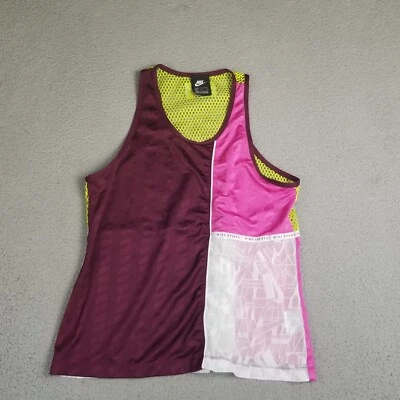 Camiseta de malla para mujer Nike mediana sin mangas rosa blanco amarillo entrenamiento transparente sexy Foto 1 de 4