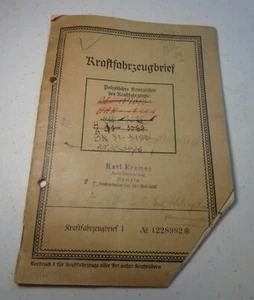 Rare 1936 WW2 German Opel Personenwagen Auto Registration Kraftfahrzeugbrief - Picture 1 of 9