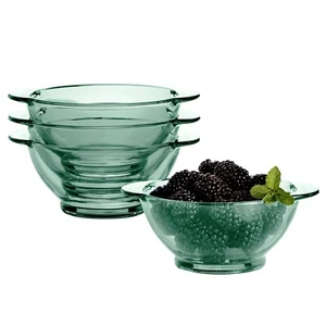 4-pc Emerald Green Borosilicate Glass Bowl Set Cereal Soup Salad Bowl Set - Picture 1 of 8