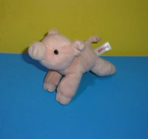 AURORA Pink Pig Bean Plush Stuffed Animal 9" Long Nose to Foot Laydown Cutie - Picture 1 of 2