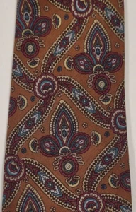CHANEL Tie, Brown w/Burgundy & Teal Design, 100% Silk, Made in Italy - Picture 1 of 7