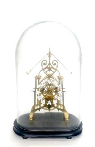 24K English Style Double Compound Rocking Pendulum 8 Day Brass Skeleton Clock Cover