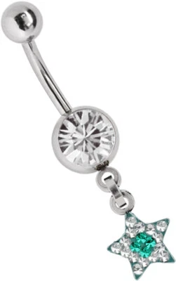 Piercing Ombelico Spina Banana con Zirconia Sfera E Epossidica Stern Rimorchio - Immagine 1 di 2