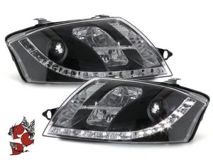 LED TAGFAHRLICHT-OPTIK SCHEINWERFER SCHWARZ FÜR AUDI TT 8N 98-06 LINKS RECHTS - Bild 1 von 5