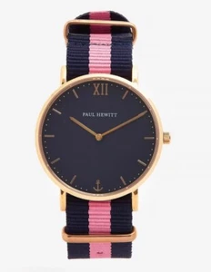 Paul Hewitt Sailor Line Watch, Navy / Pink Nylon Strap & Gold Stainless Steel - Picture 1 of 1