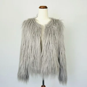 Unreal Fur Womens Jacket Grey Fluffy Long Sleeve Size XS - Picture 1 of 7