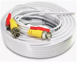 Security Camera Cable Wire CCTV Video Power 66 FT 20M BNC RCA Cord DVR White US