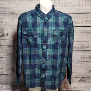 Sherpa Men's 2XL Blue Plaid Flannel Shirt UPF 50 Ramoche Long Sleeve Button Up - Picture 1 of 10