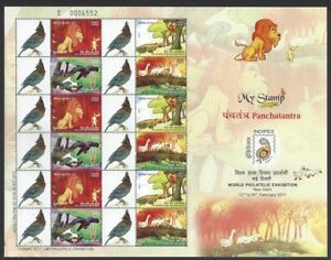 India 2011 Personalised stamps Sheetlet MNH Panchatantra & Blue Jay