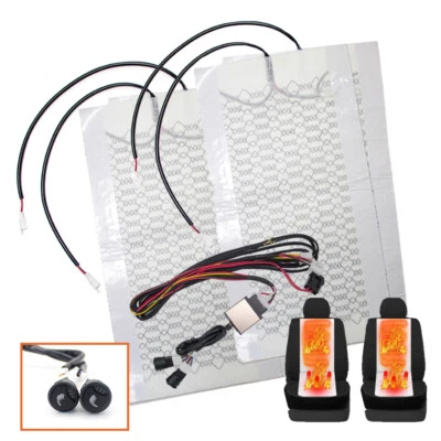 Universal Seats 12V Carbon Fiber Car Seat Heated Cushion Heater Pad Round Switch - Image 1 of 4