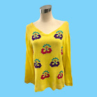 Vintage 1970s Boho Hippy Hand Loomed In India Yellow Cotton Top Med.