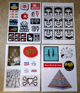 8 rari fogli adesivi street art 2019 Invader D*Face Faile Barry Mcgee Espo - Foto 1 di 4