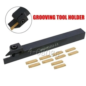 Herramienta de torneado de torno MGEHR12-2,5 + 10 piezas GROOVING CORT-OFF insertos de carburo MGMN250 - Imagen 1 de 8