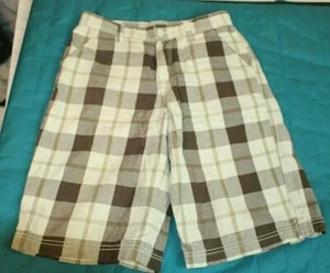 Arizona Boy's Size 16 (28x11) Brown Plaid Shorts Shorts Adjustable Waist - Picture 1 of 4